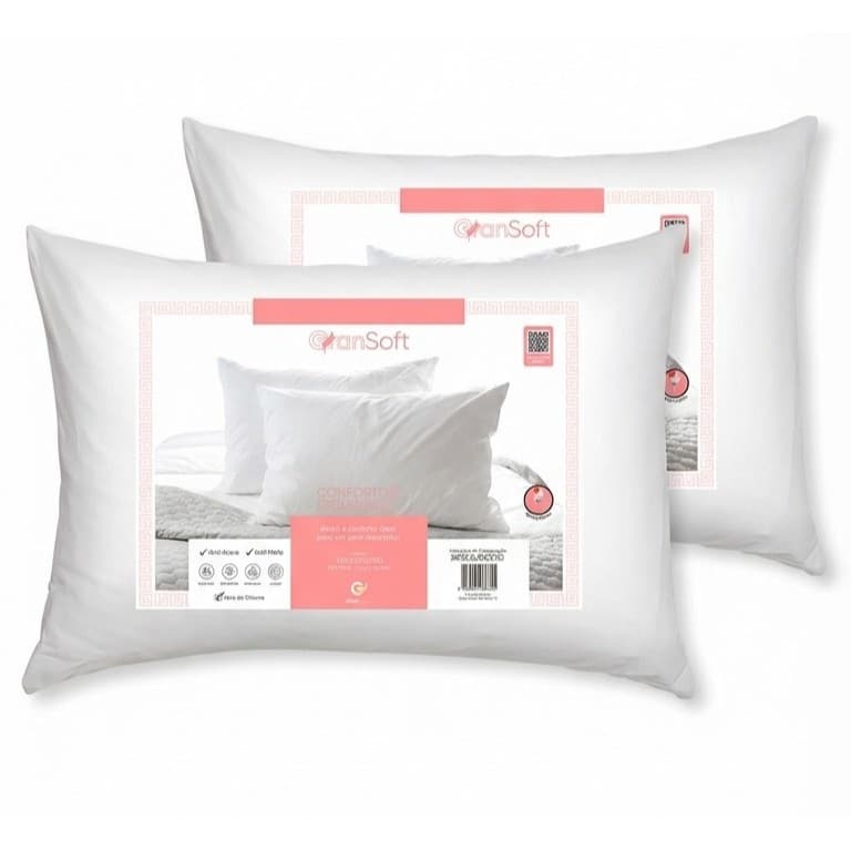 2 Travesseiros Antialérgico 50x70Cm Extra Macio GranSoft