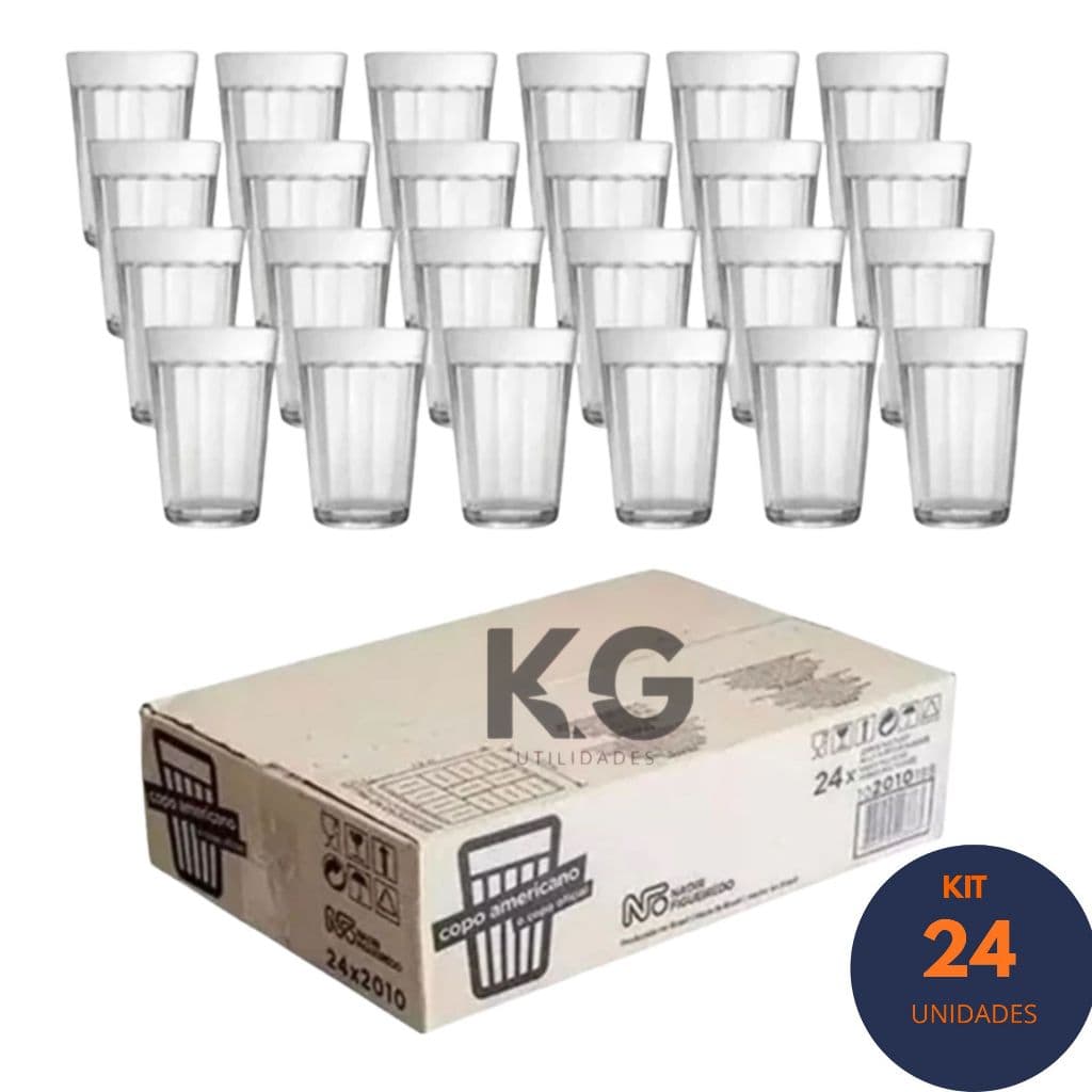 Copos Americanos 180ml Kit 24 Vidro Grosso Resistente | Uso Profissional Bar