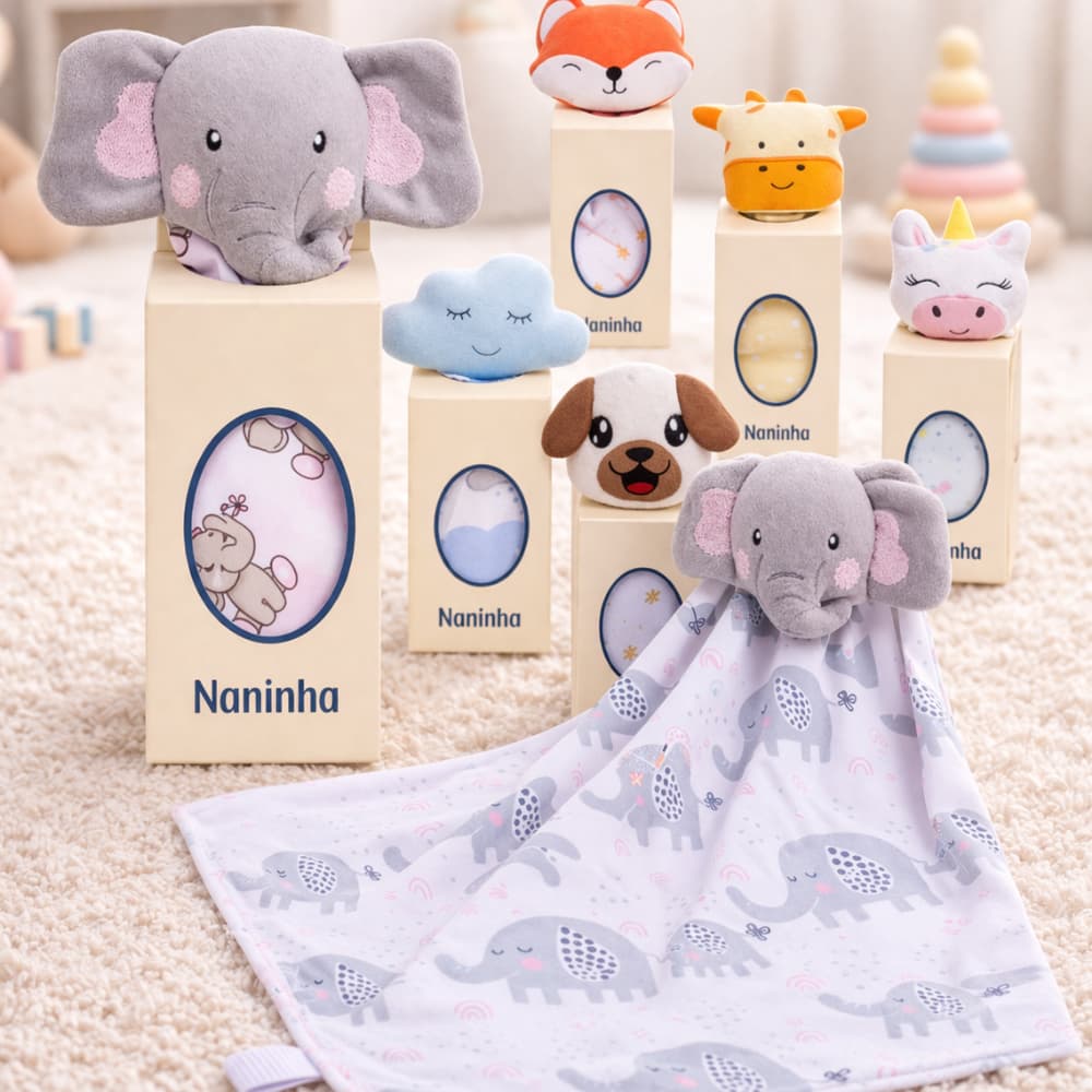 Naninha para Bebê com Prendedor de Chupeta Paninho de Bichinho Soft Antialérgico