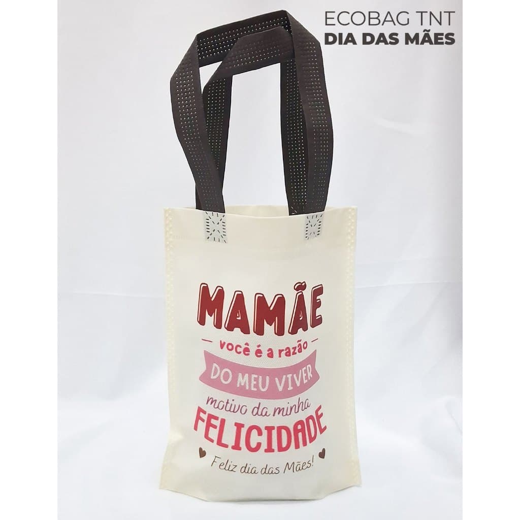 Sacola Ecobag Presente de Dia das Mães TNT 20x25 para Chocolate Bombom Lembrancinha Festa KIT de 5 a 30uni