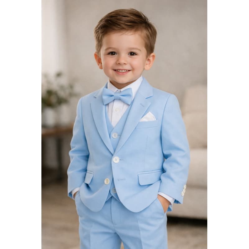 Terno Infantil Azul Bebê Com Colete Qualidade Impecável