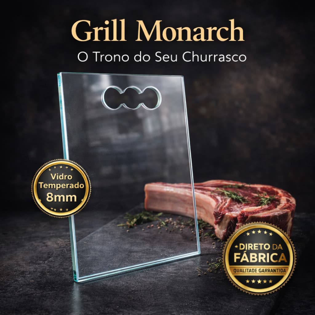 Tábua de Carne Vidro Temperado 8mm 40x25 Churrasco
