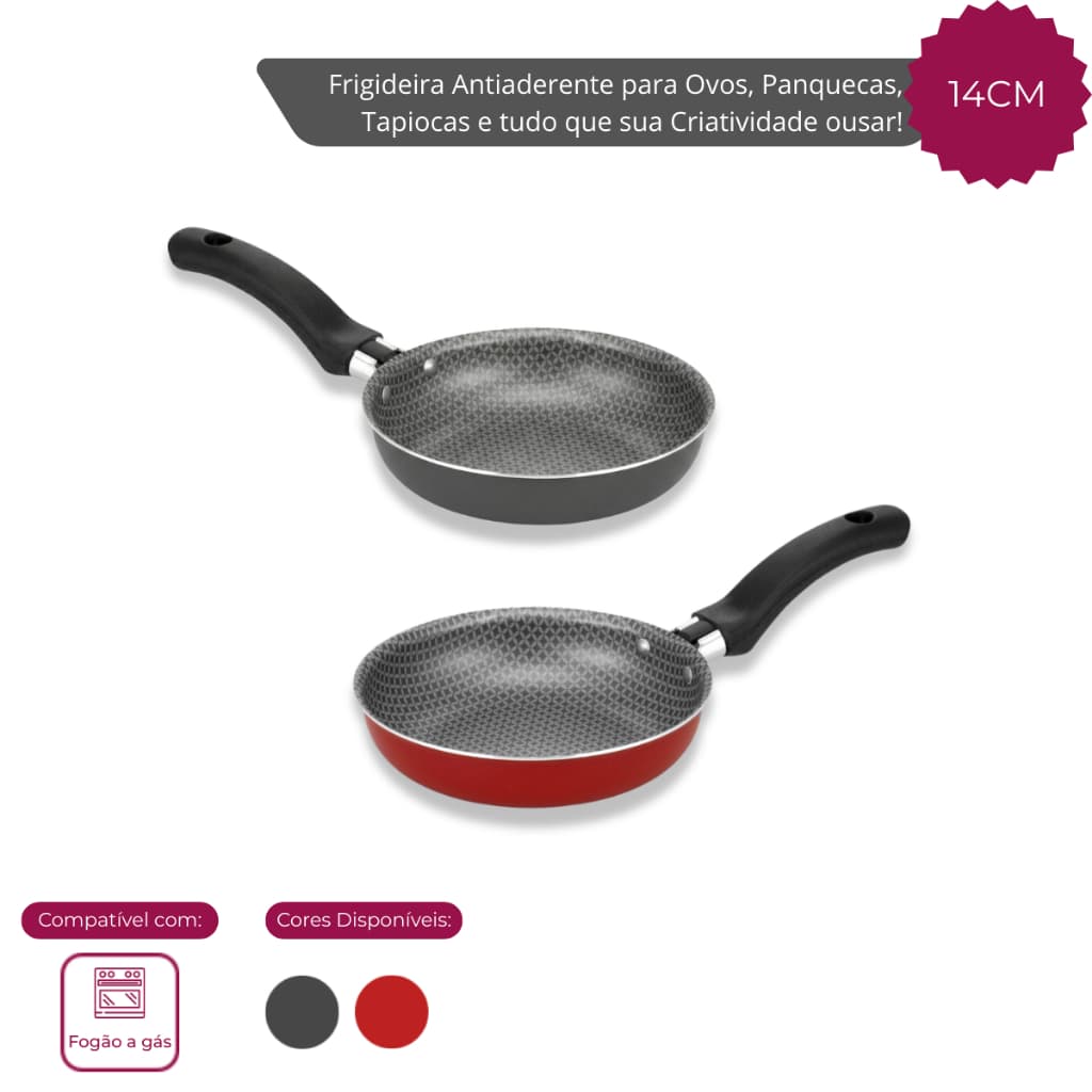 Frigideira Fritar Ovo Antiaderente Sem Oleo Alegrete 14Cm