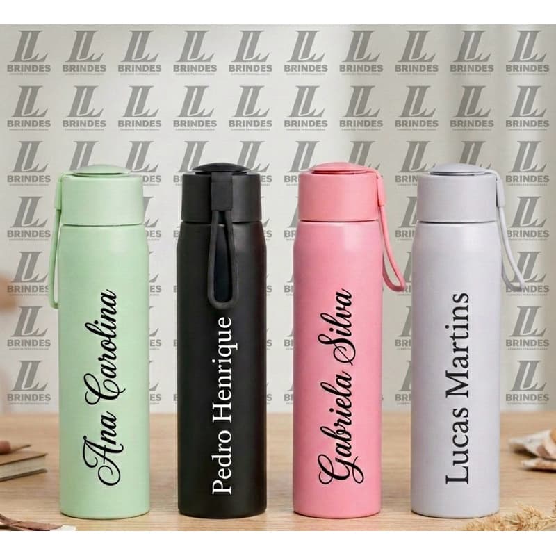 Garrafa 600ml Com Alça Para Transporte, Personalizada , Logo Nome E Profissões