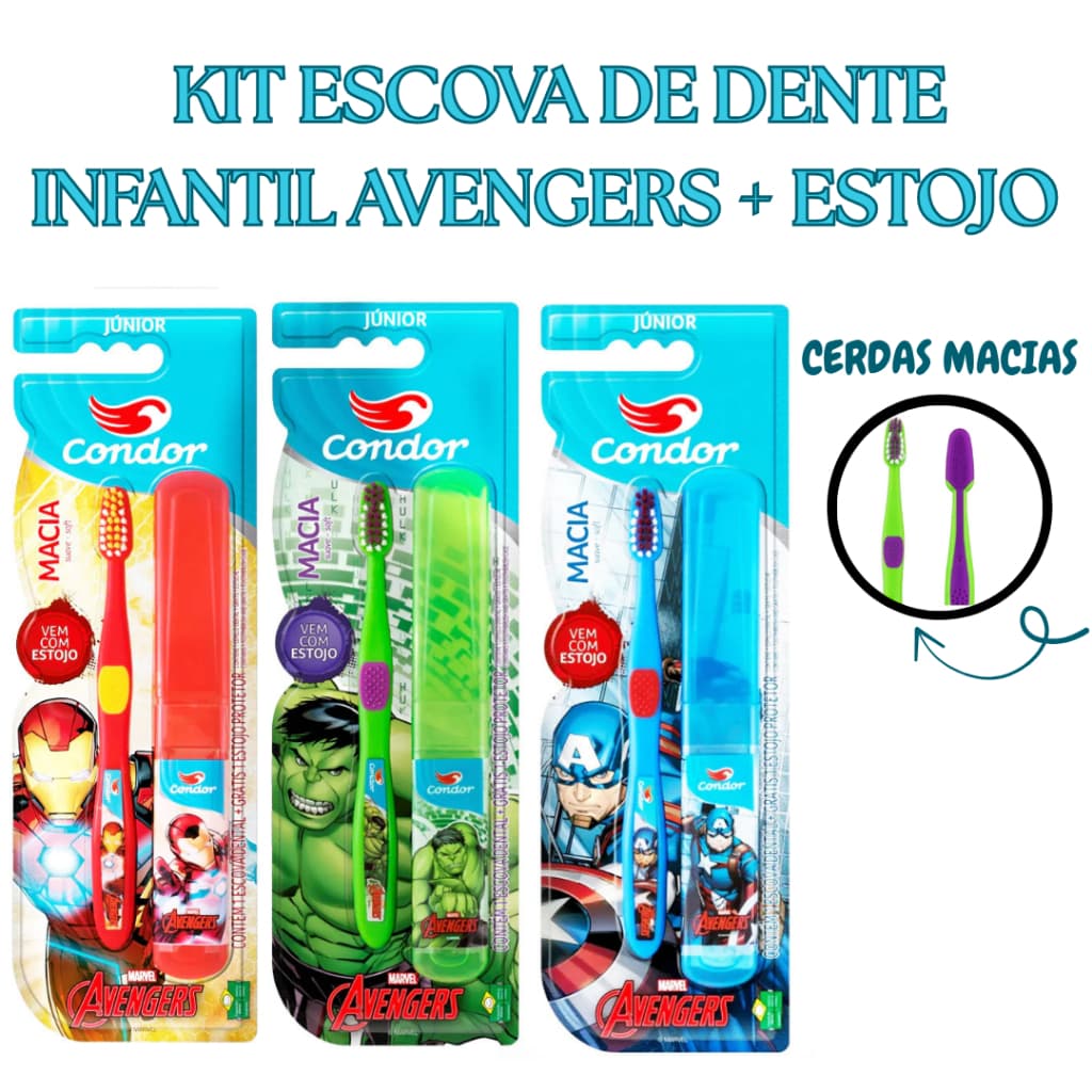 Kit Escova De Dente Infantil Menino Com Estojo