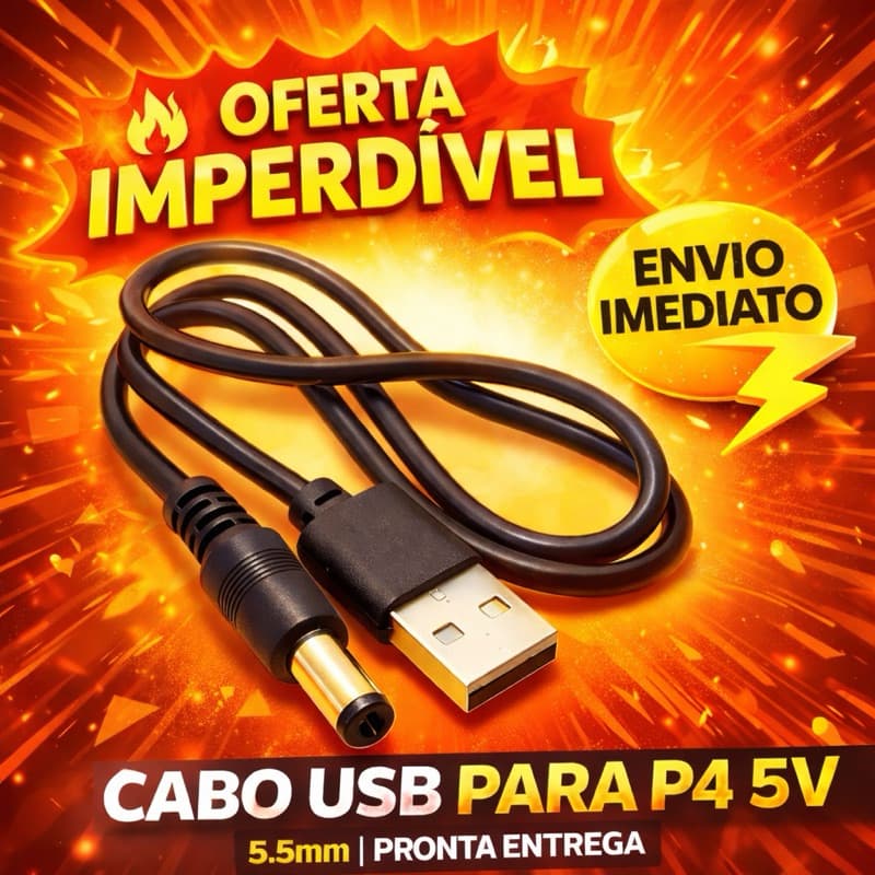 Cabo USB P4 Alimentação para Luminária Astronauta Compatível 5V