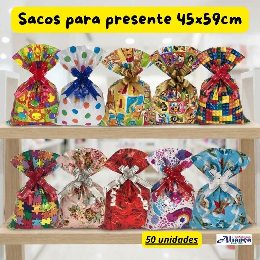50 SacoS Pérola BOPP 45X59cm Embalagem para presente