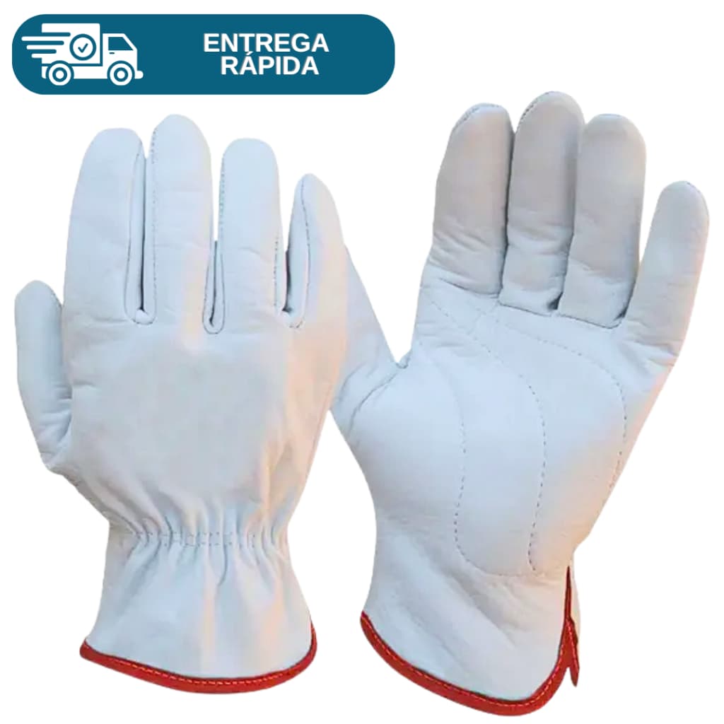 Luva De Vaqueta Petroleira Total Reforçada Proteção Epi Punho 7cm P7 Segurança P/ Trabalho