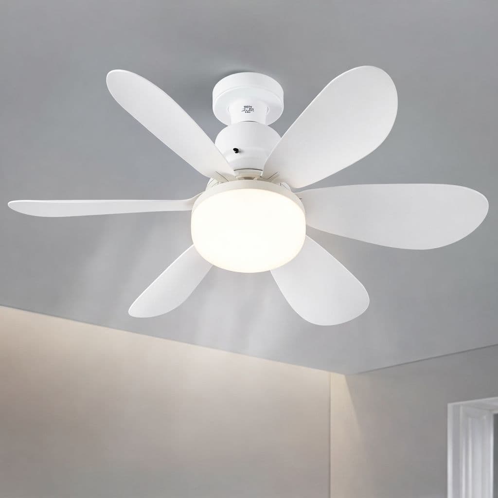 Ventilador de Teto com Lâmpada silencioso LED 60W E27 3 Cores 3 Velocidades com Controle Remoto