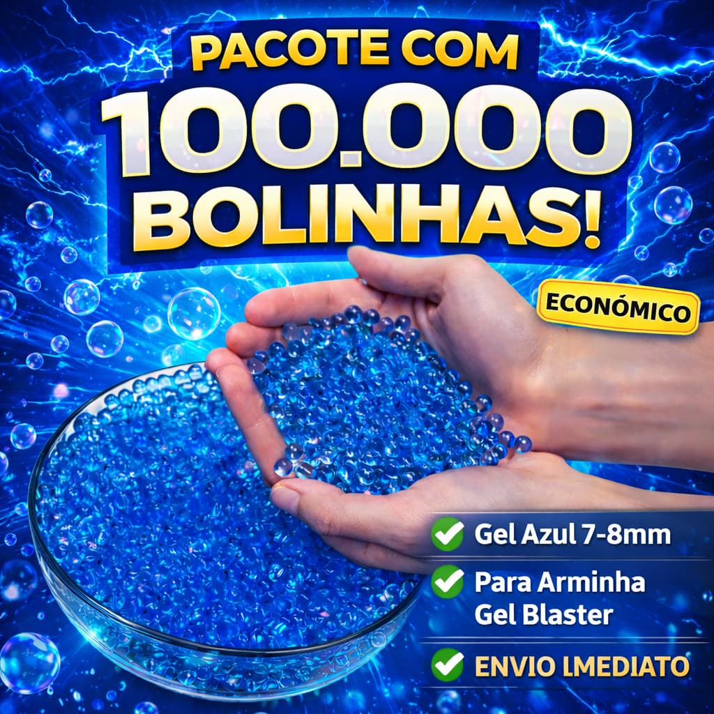 100.000 Bolinhas De Gel Azul para Arminha Orbeez de munição lançador 7-8mm Gel Blaster
