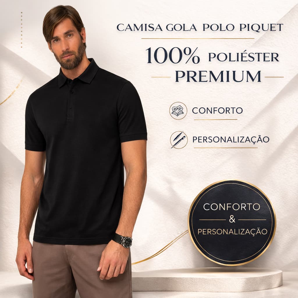 Camisa Masculina Gola Polo Piquet Poliéster Original