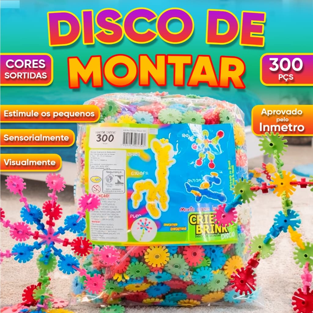 Blocos de Montar Discos De Encaixe 300 Peças Coloridos