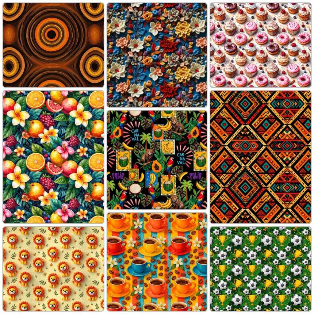 50cm Tricoline 100% Algodão Larg 1,50m - Estampado -  Digital - 3D