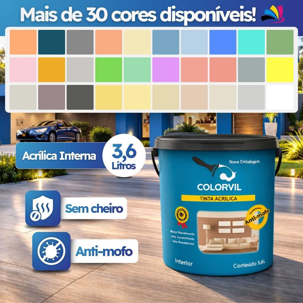 Tinta acrílica para parede 3,6 litros antimofo sem cheiro para casa entrega rápida