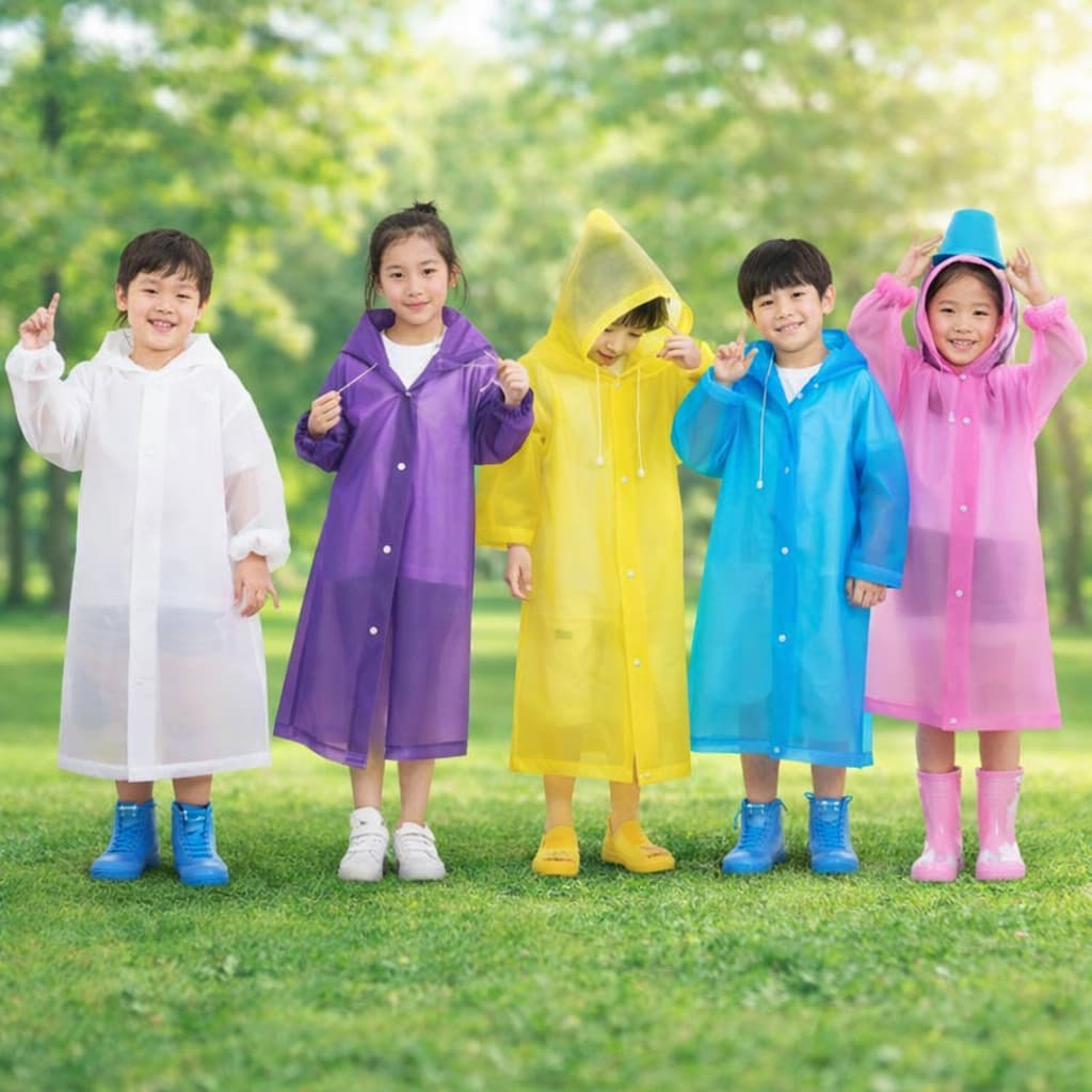 Capa De Chuva Infantil Com Capuz Impermeável - Colorida Pvc