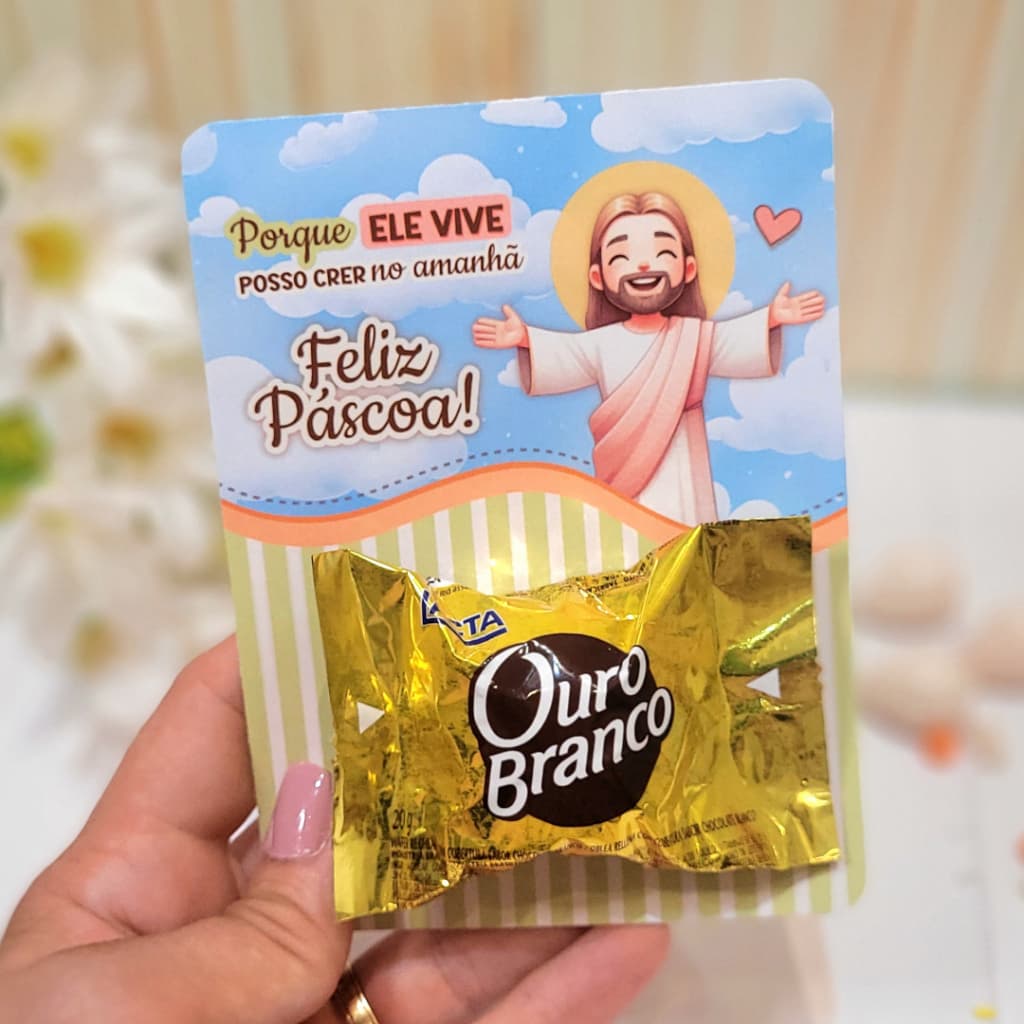 Card Para Bombom Cartão Páscoa Jesus Cristão Mimo Brinde Lembrancinha Clientes
