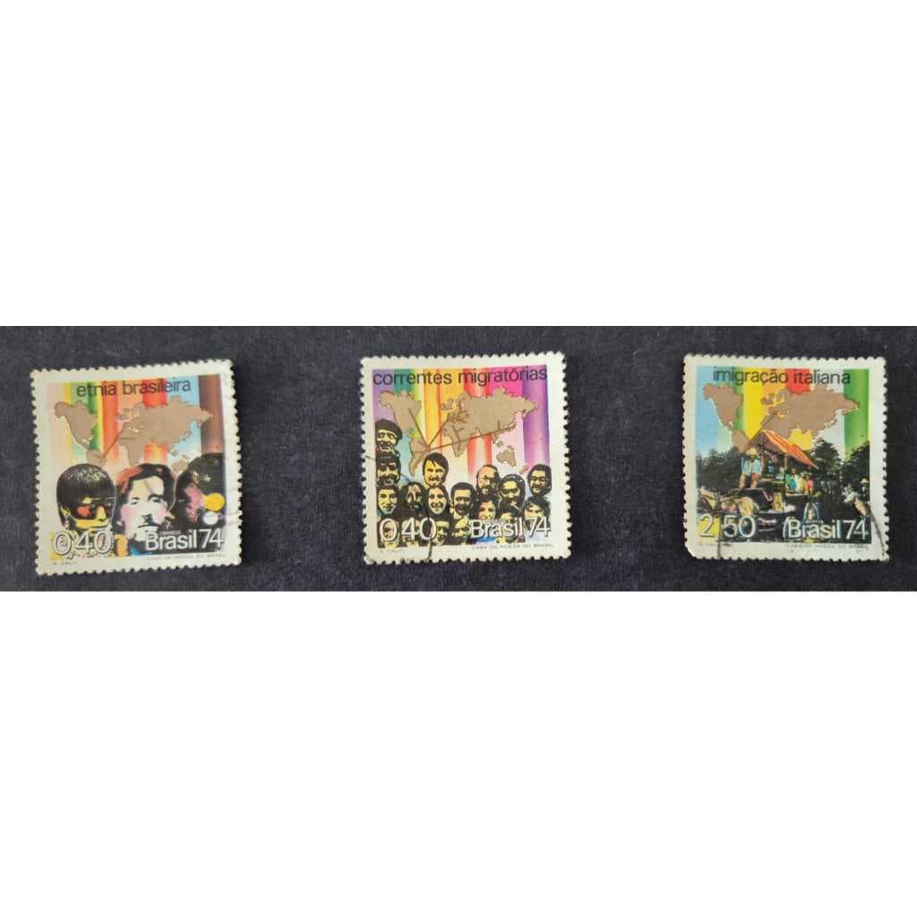 Parte da série formação da etnia brasileira 3 selos dos correios usado, C840, C841 e C843.