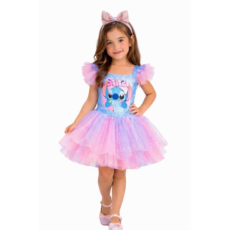 Vestido infantil Lilo Stitch Fantasia luxo stitch festa menina