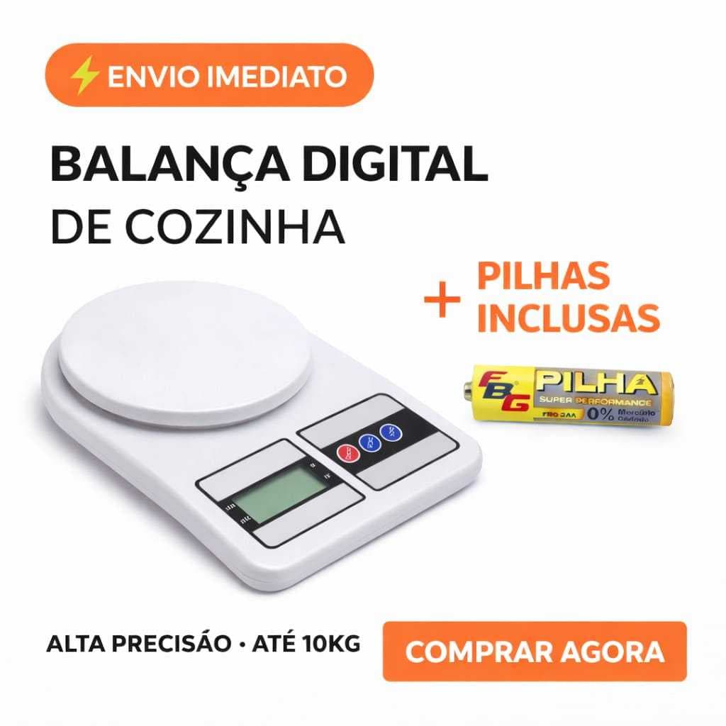 Balança Digital de Cozinha até 10kg, Alta precisão de 1Grama até 10Kg ótima para sua dieta