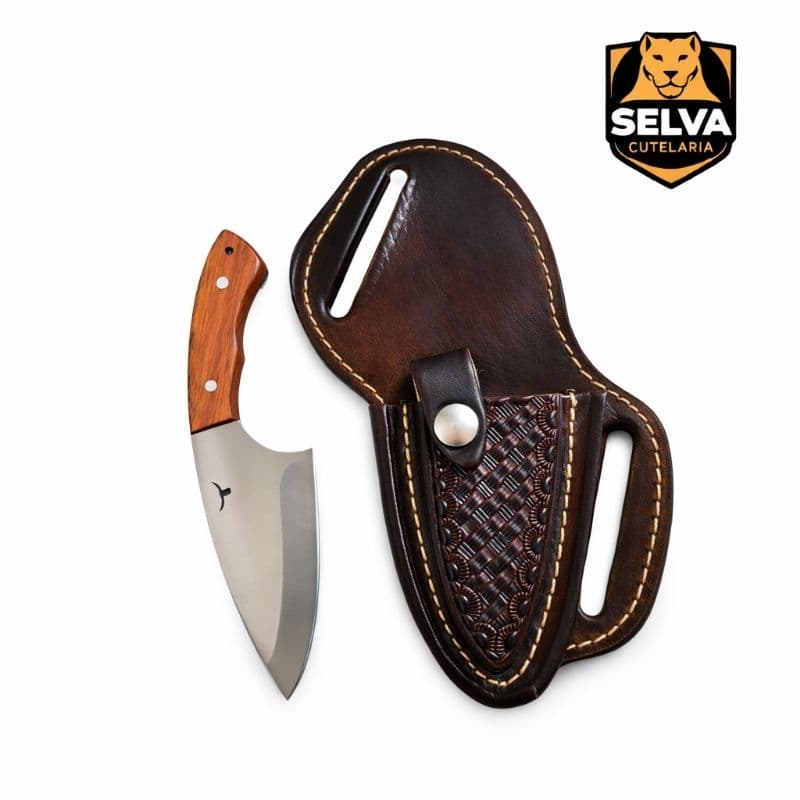Faca Faquinha Campeira Skinner Inox com Bainha de Couro Legítimo