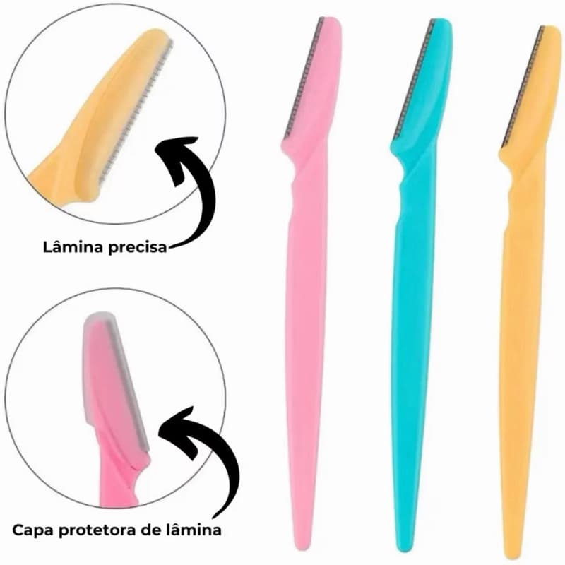 Kit Lâmina Sobrancelha e Rosto Navalha Navalhete Depilação Facial Buço Axila SkinCare Dermaplaning