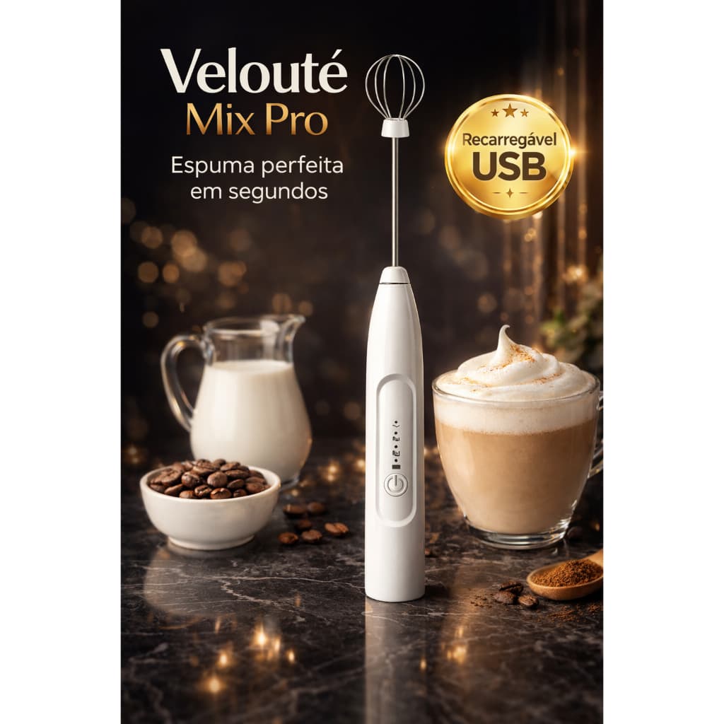 Mini Mixer Elétrico Recarregável USB | Batedor de Leite Portátil para Café, Cappuccino, Latte.