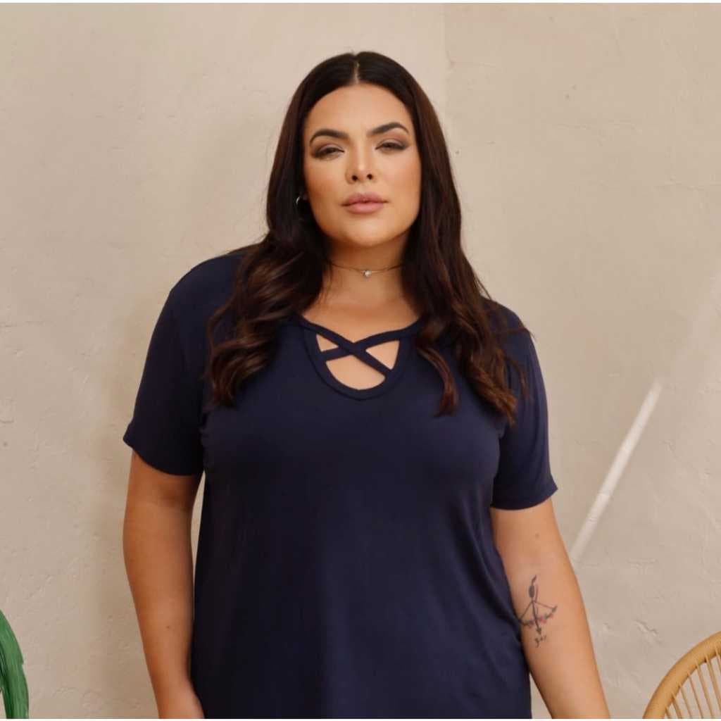 Blusa Cruzada Tamanho Único (até 44) Confortável em Viscolycra