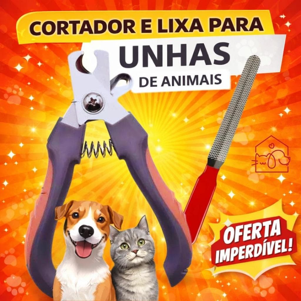 Alicate para Unhas de Cachorros e Gatos Lâmina Afiada Lixa Grátis