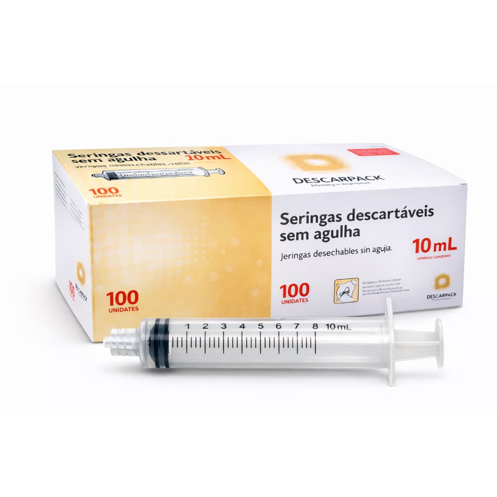 Seringas 10ml Descartável Bico Luer Lock  Descarpack C 100un
