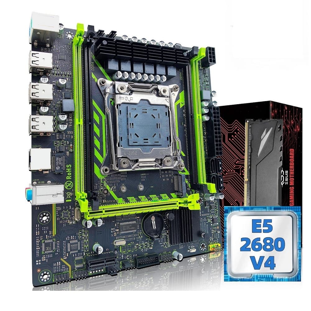 Placa Mãe X99 Intel Xeon E5 2680 v4 14 Núcleos Memória Ram DDR4 16gb 2666Mhz