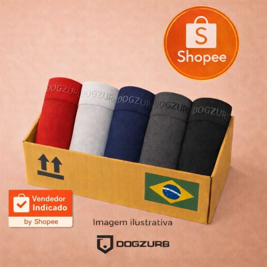 Kit 5 Cuecas Boxer Masculinas Minimalistas  DOGZURB em Microfibra Premium | Conforto e Estilo