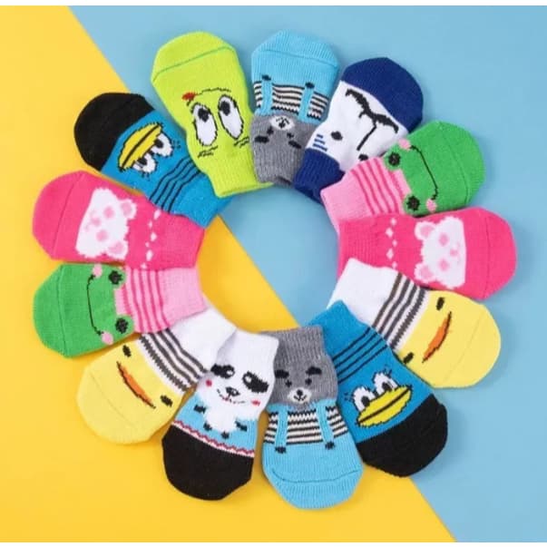 4 peças de Meia Para Pet Cães Gatos Antiderrapante Sapatos Socks Frio