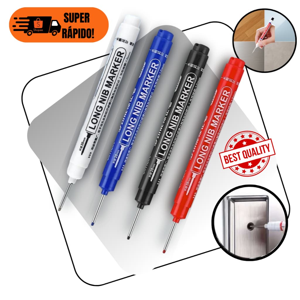 Caneta Permanente Ponta Longa Marcadora de Furação Parede Marcador Pedreiro /Marceneiro!