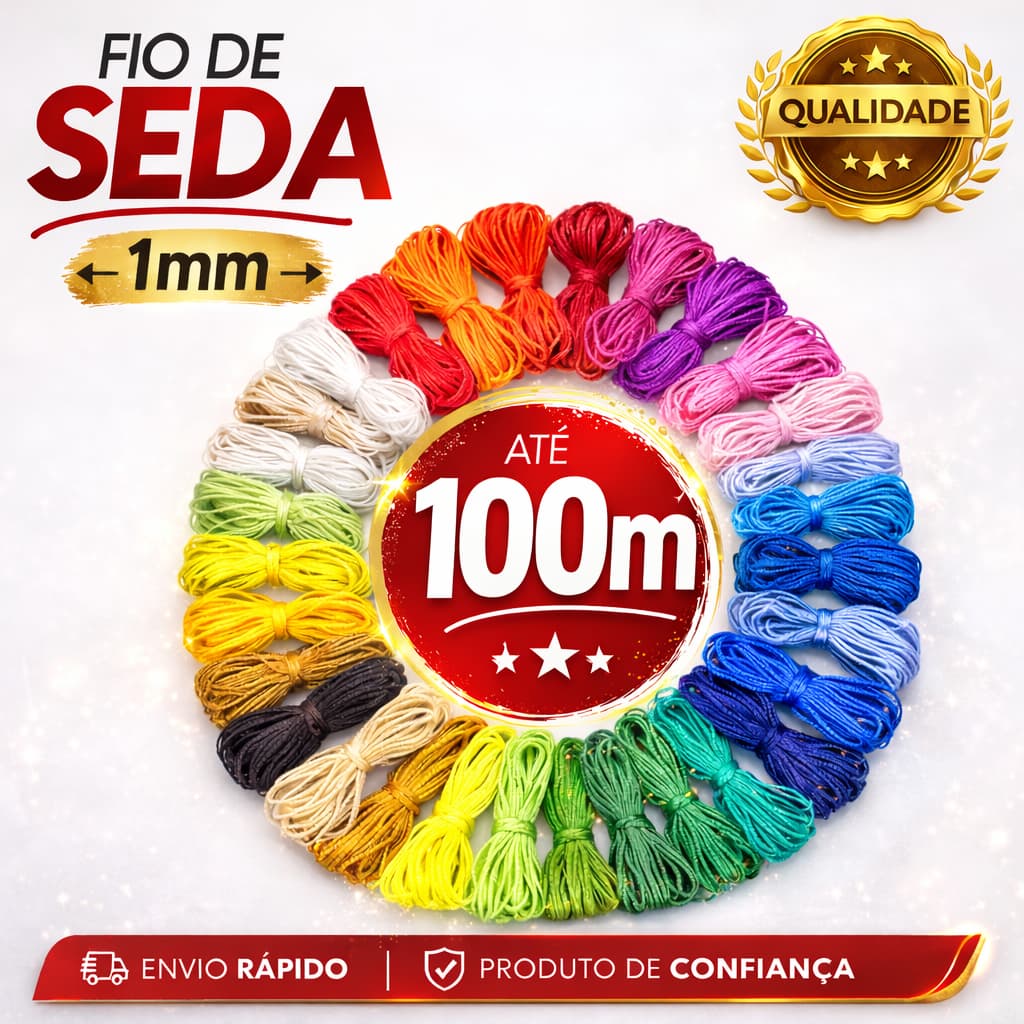 Fio de Seda Cetim Rabo de Rato 1mm até 100m | Cordão Acetinado | Tranças, Laços e Artesanato DIY