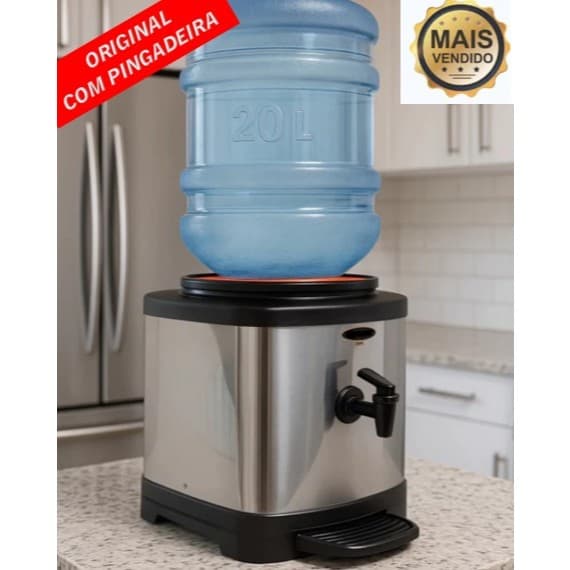 SUPORTE PARA GALÃO 10 OU 20L - INOX COM CUBA DE BARRO