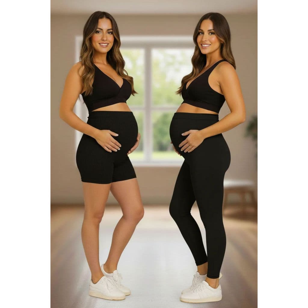Kit legging gestante + shorts gestante curto roupa maternidade alto conforto e sustentação barriga calça grávida suplex