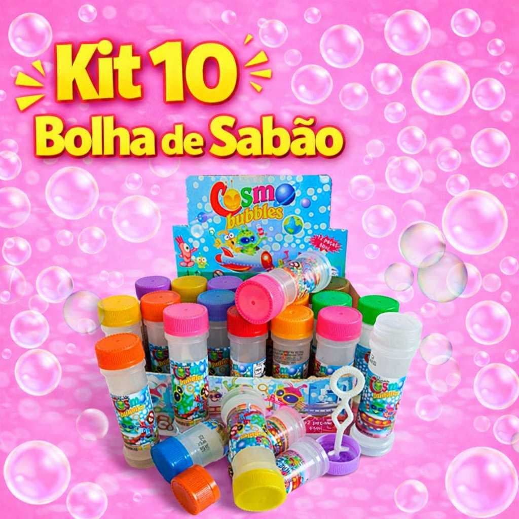 10 Bolha de Sabão Bolinha de Sabão  p/ Kit Festa Lembrancinha Brinquedo Infantil