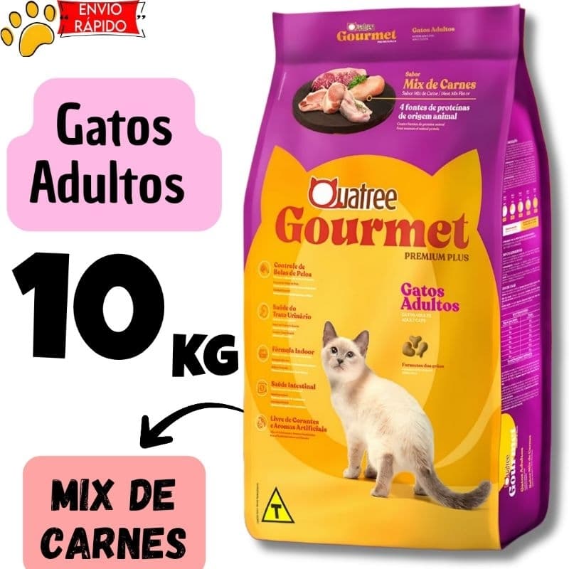 Ração Gatos Adultos Quatree Gourmet Mix De Carnes 10,1kg