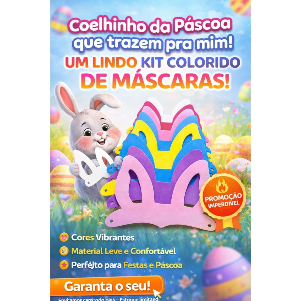 Mascara eva coelho da pascoa Lembrancinha kit 12 unidades
