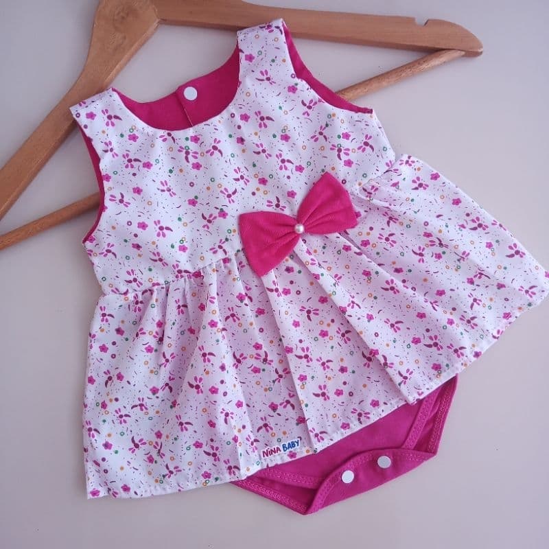 Body vestido bebê menina RN a 3 meses body tipo vestido