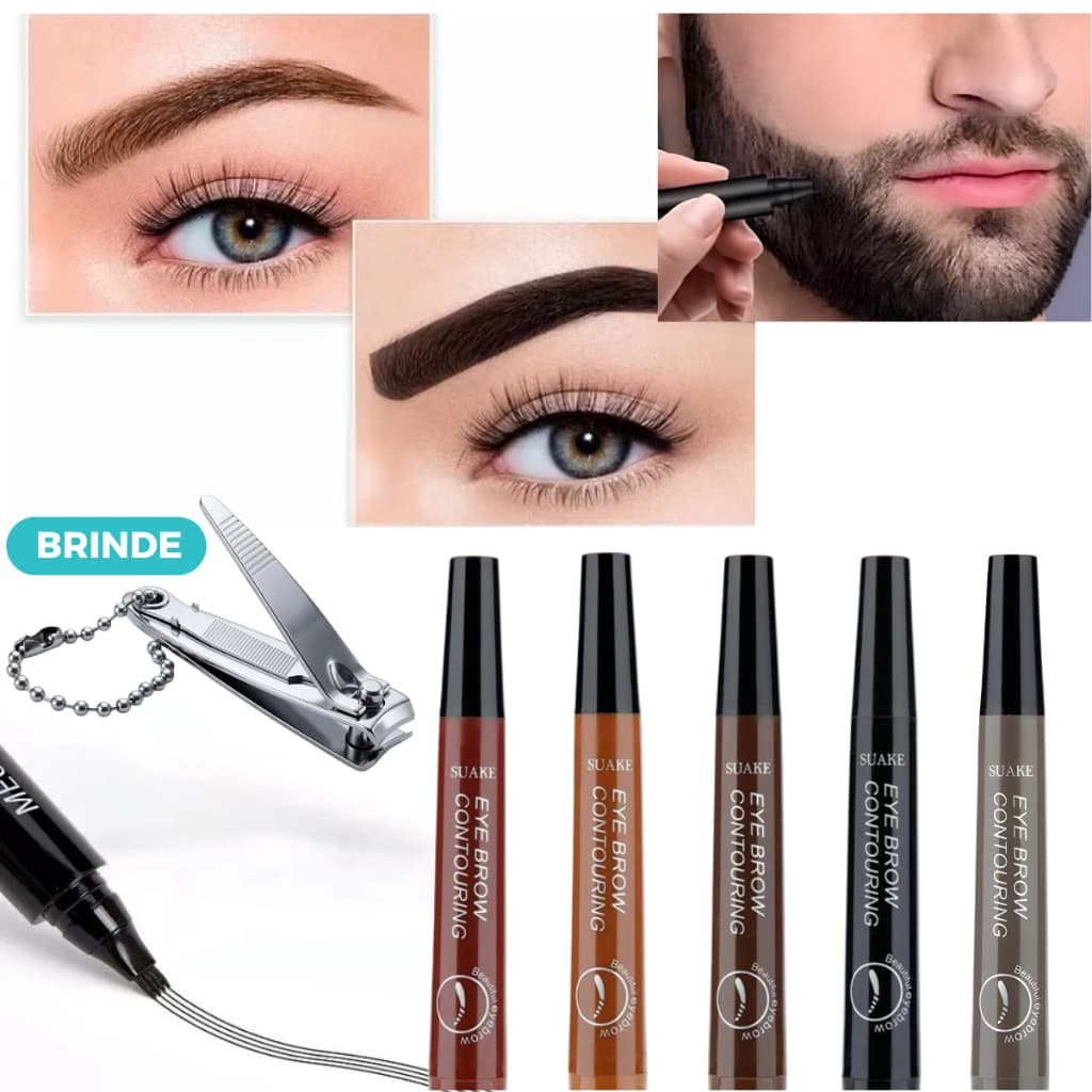Caneta Sobrancelha Barba à Prova D’Água Fio a Fio Microblading Tatuagem Lapis 4 Pontas 5 Cores