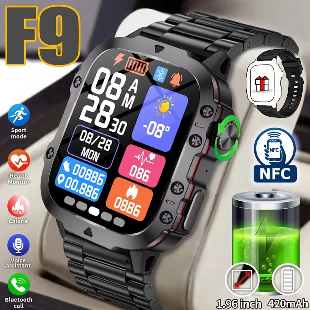 Smartwatch F9 Relógio NFC Esportivo Homem Monitoramento de Saúde Bluetooth Smartwatch
