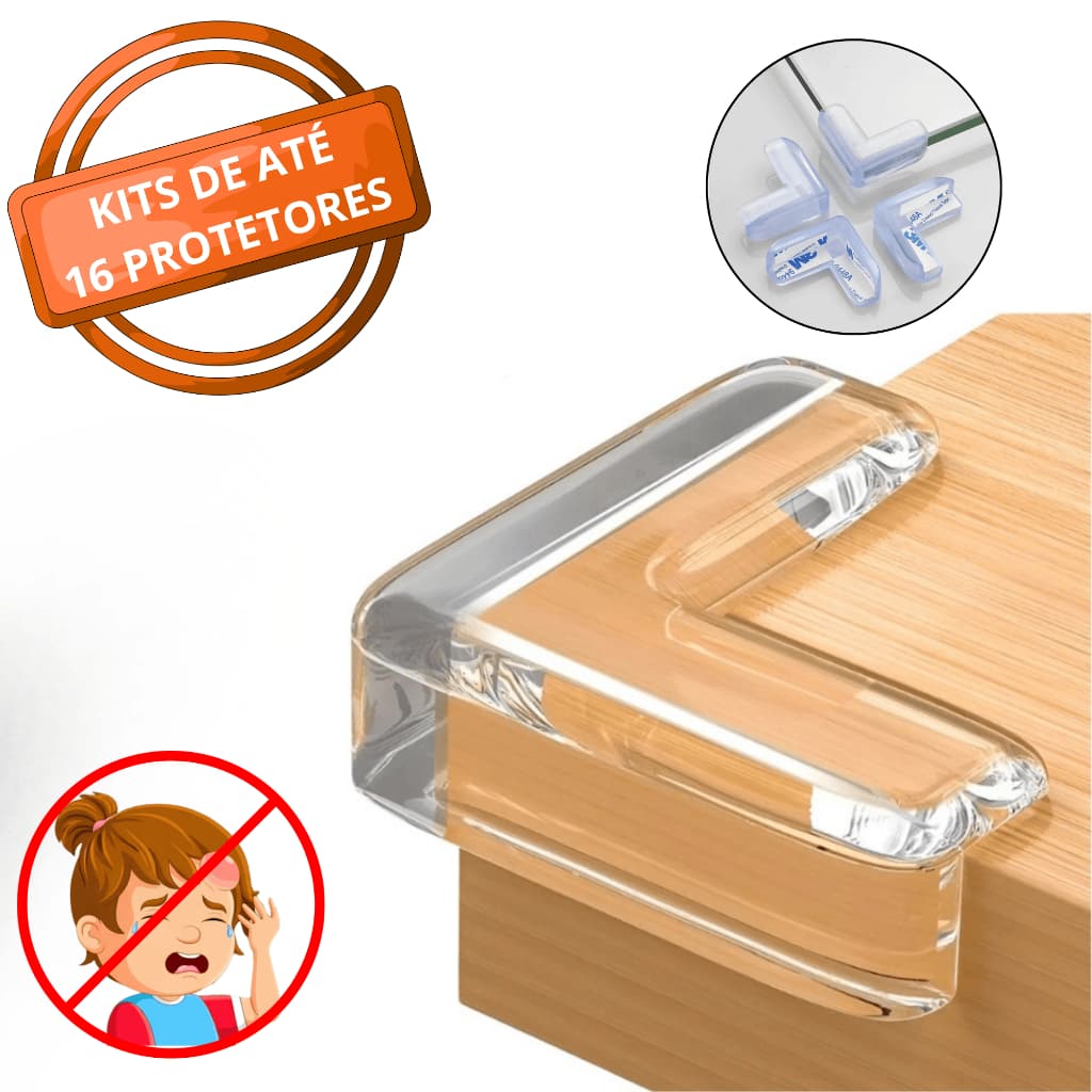 Kit Protetor de Quina Silicone | 4 a 16 Peças | Proteção para Bebês e Crianças | Anti Impacto