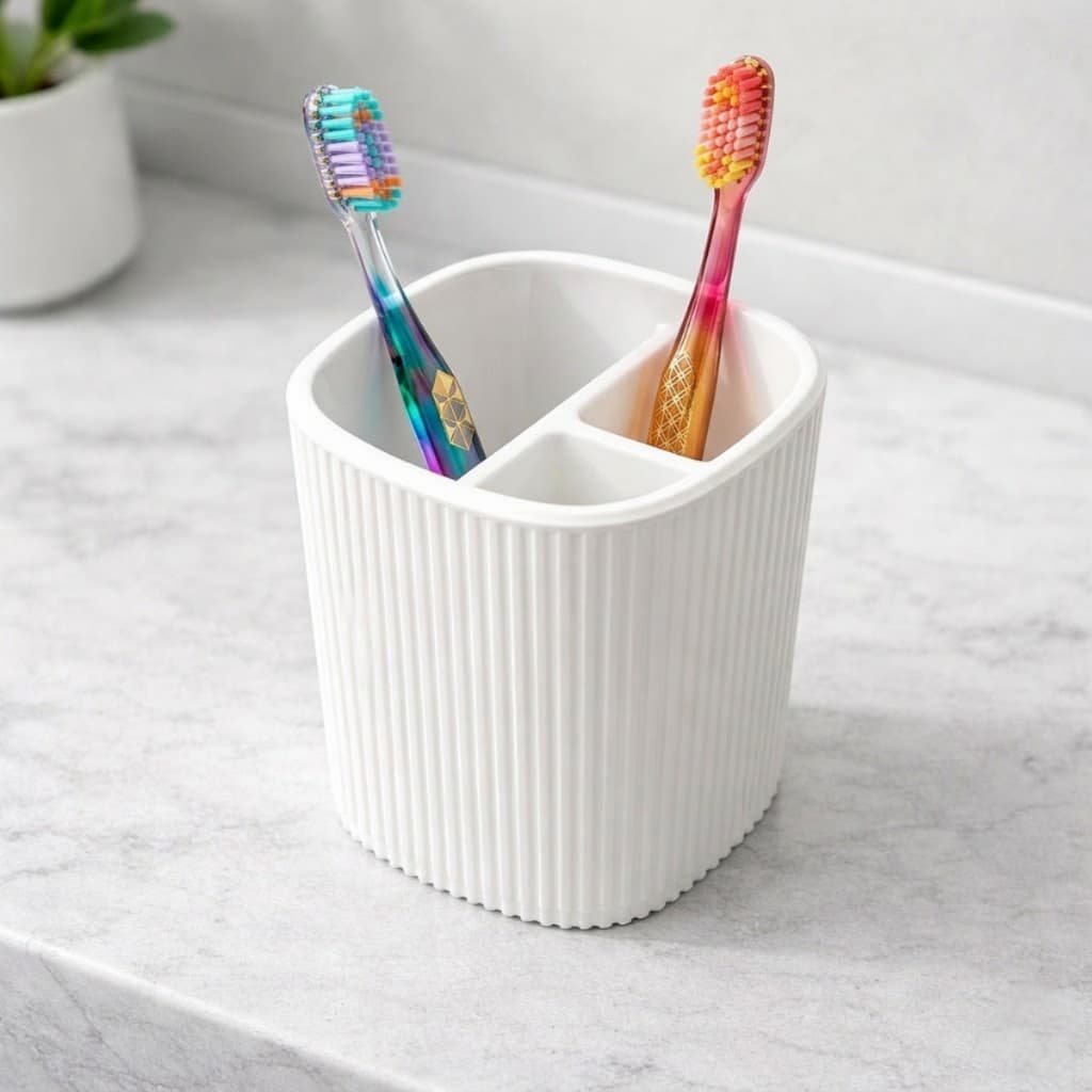 Organizador Porta Escova e Pasta de Dente Banheiro Compacto com Divisórias