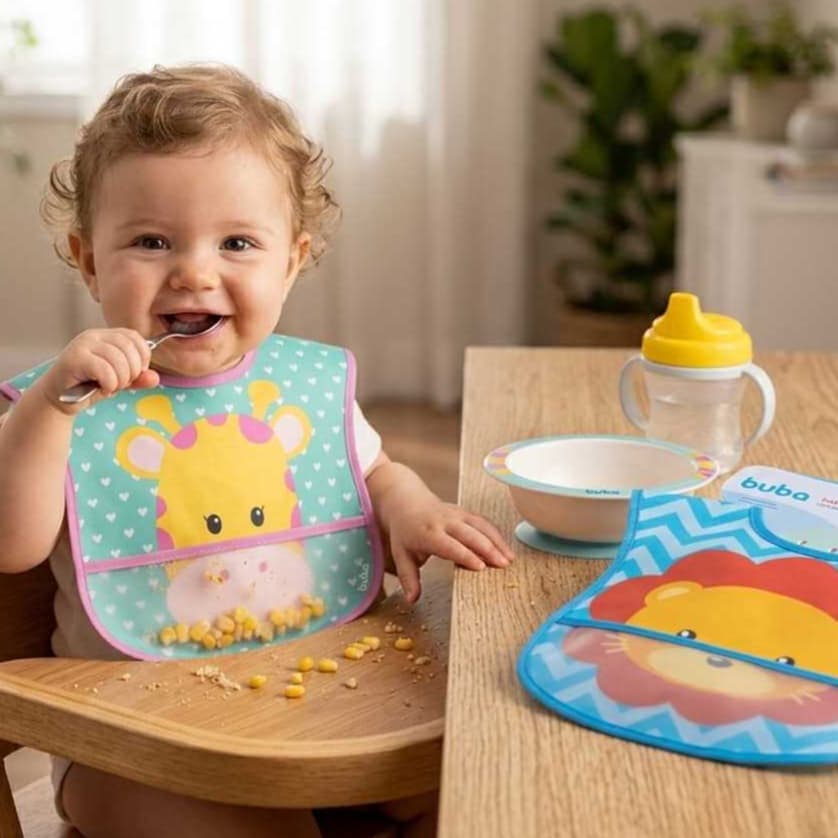 Babador Com Bolso Pega Cata  Migalhas Impermeável Com Ajuste - Buba