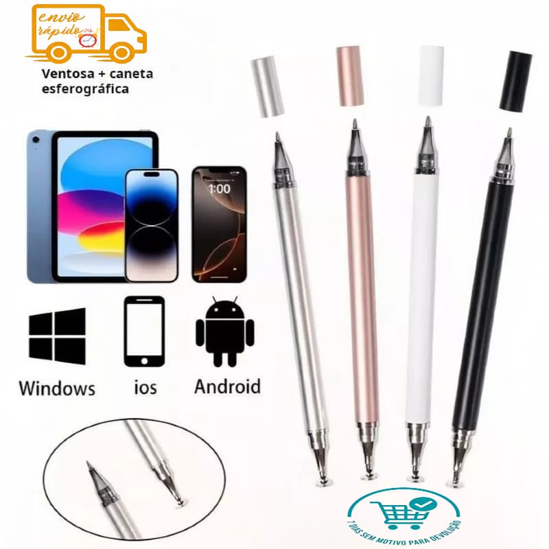 Caneta Stylus Caneta Telas Celular/Tablet 2 em 1 Toque Tablet Ponta Fina iPad iPhone
