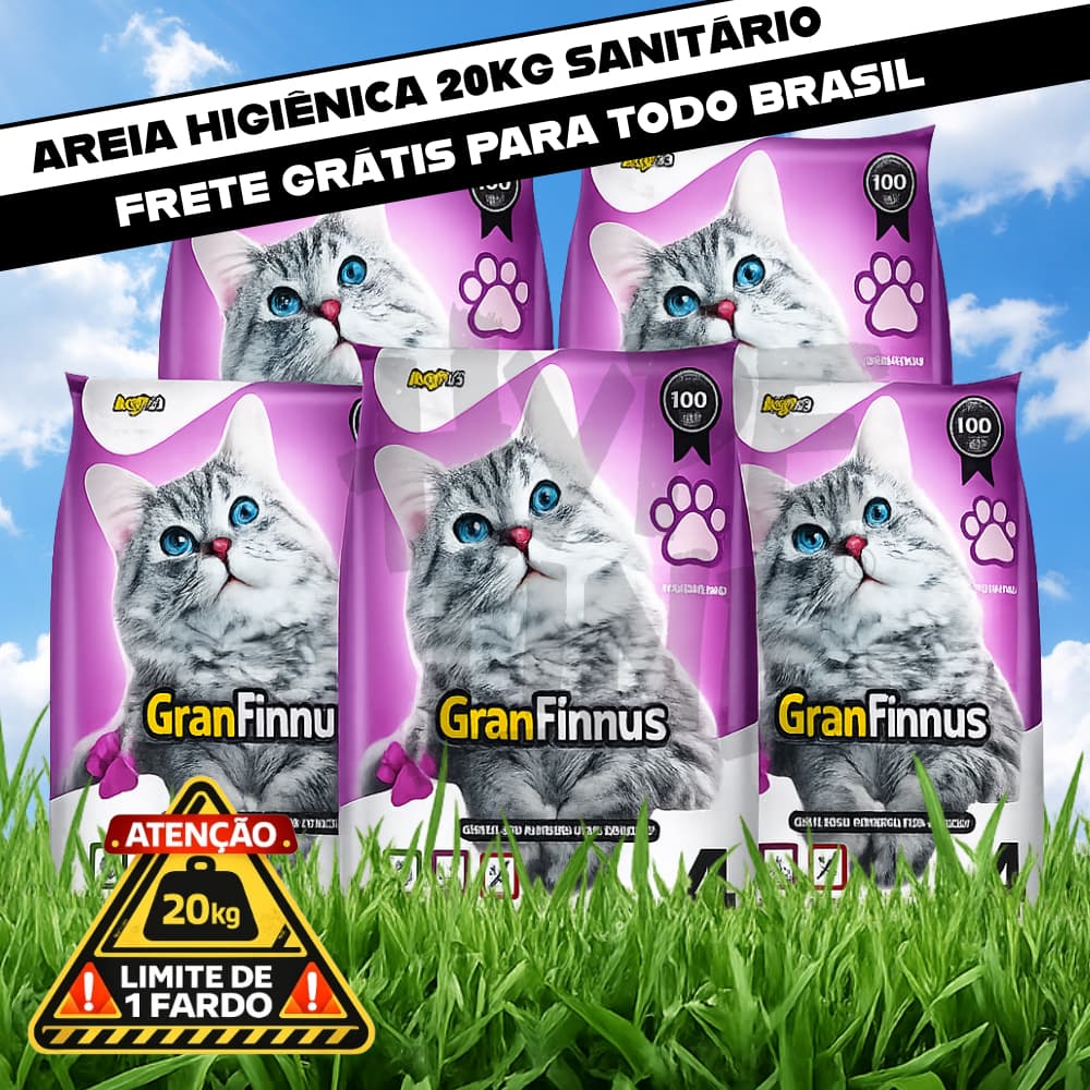 Areia Higiênica Biodegradável Mimo Cat 20 Kg 5 Pacotes de 4kg Argipet Grãos Finos Premium Gatos Pet