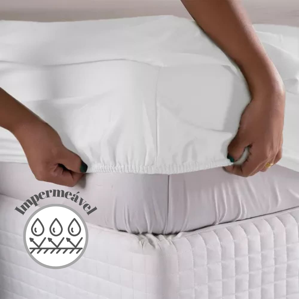 Capa Impermeável para Colchão Anti Xixi e Ácaro Lençol com Elásticos Laterais – Solteiro, Casal Padrão, Queen ou king