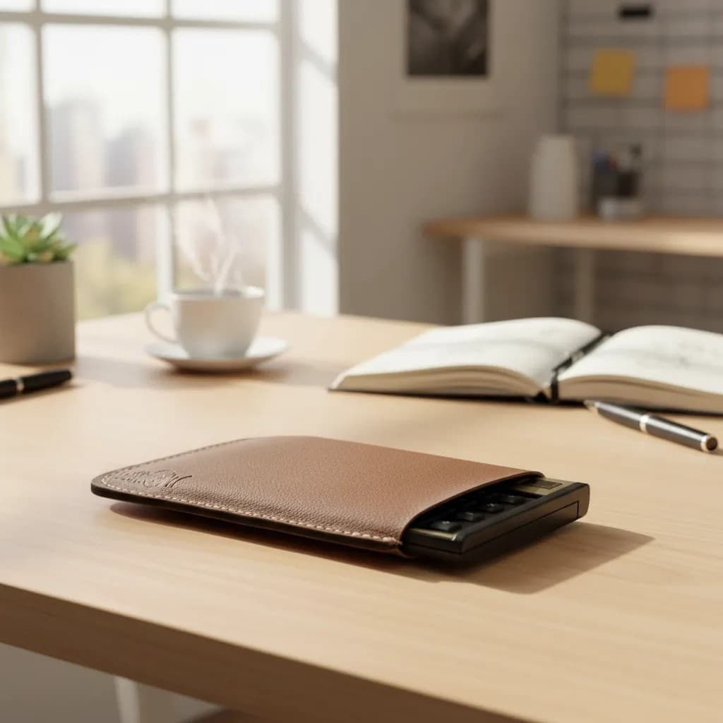 Capa Para Calculadora Hp 12c Gold e 12C Platinum 100% Couro Ecológico A Capinha