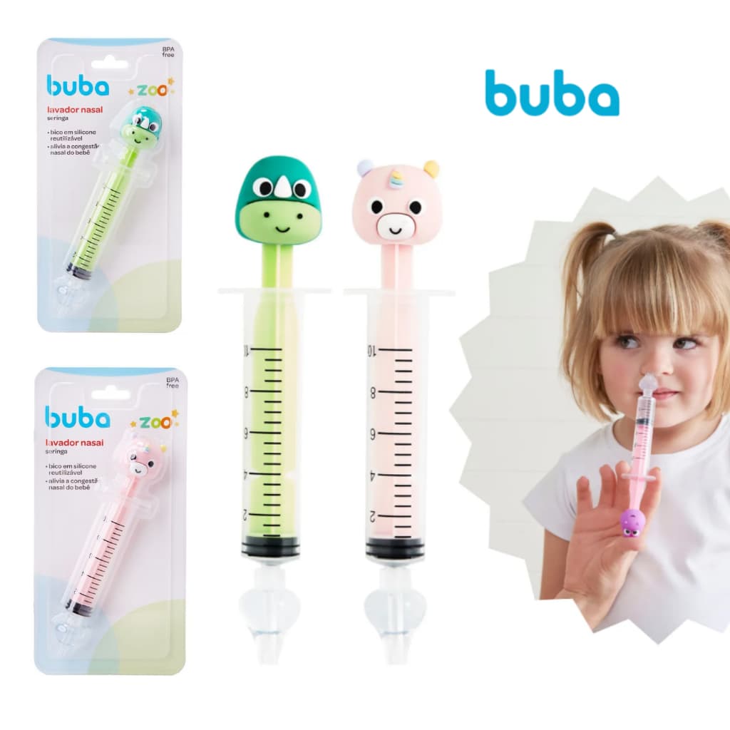 Seringa de Lavagem Nasal Buba Zoo Limpeza Nasal Infantil Dino Unicornio